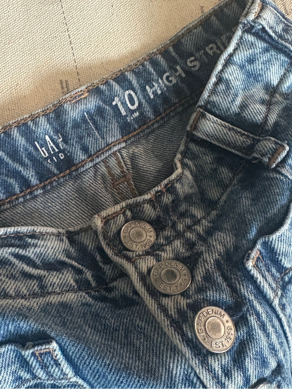 GAP Kids High Stride Wide Leg High Rise Denim Jeans Size 10 Slim - Picture 2 of 5